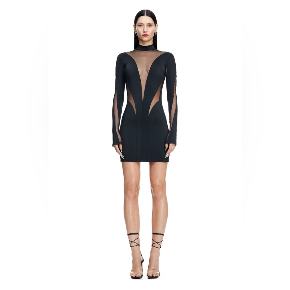 Mugler black mesh dress